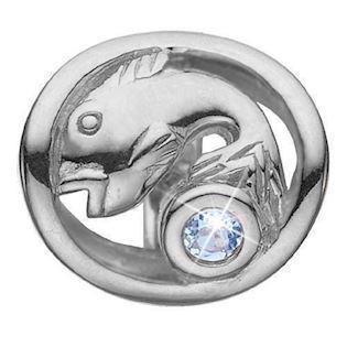 Christina Collect Sterling Silver Fish Zodiac with White Stone (Mar 19 - Mar 19)